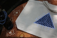 Load image into Gallery viewer, Embroidered Blue MSR African Print Tote Bag
