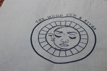 Load image into Gallery viewer, Embroidered Moon Sun River Tote Bag