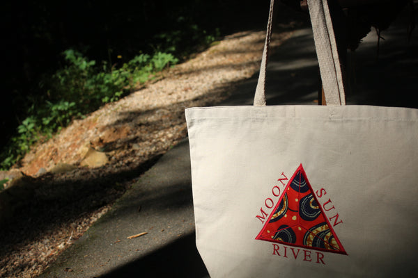 Embroidered Red MSR African Print Tote Bag