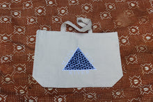 Load image into Gallery viewer, Embroidered Blue MSR African Print Tote Bag
