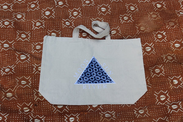 Embroidered Blue MSR African Print Tote Bag