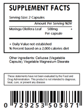 Load image into Gallery viewer, Moringa Leaf Capsules - Organic
